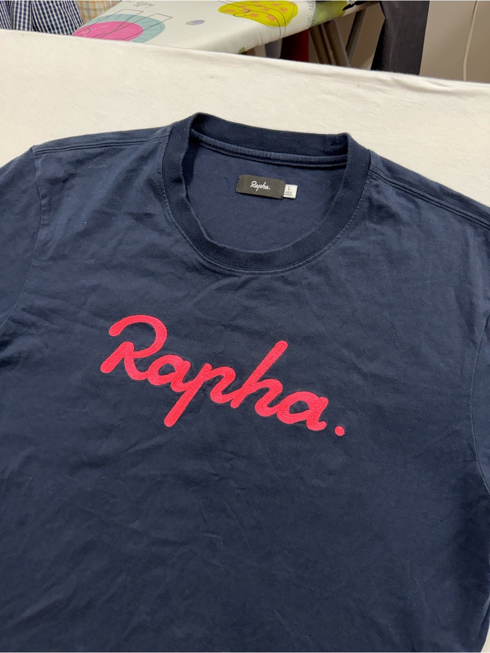 Rapha Logo T Shirt Mens Large Blue Graphic Cycling Crew Neck Short Sleeve